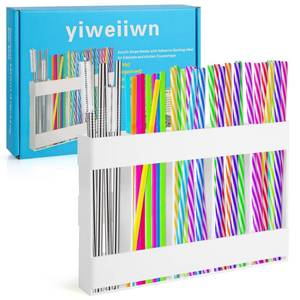 lot 4504 image: yiweiiwn Acrylic straw holder with double-sided tape,cabinet straw organizer,Straws dispenser,suitable for cabinets and kitchen countertops (white)