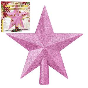 lot 6144 image: Aneco Pink Glitter Mini Christmas Tree Topper Shatter-Proof 4 Inch Small Christmas Tree Decoration Treetop for Holiday Ornament or Home Decor