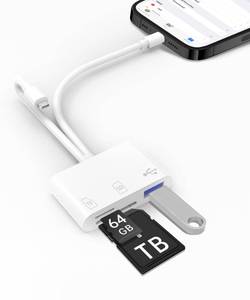 lot 6155 image: SD Card Reader for iPhone Plug and Play High Speed Transfer Trail Camera Viewer USB C and Lightning Dual Port CFSDMSTF Card Adapter No App Driver Required