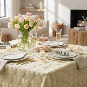 lot 6163 image: Horaldaily Valentine Red Fur Tablecloth, 60�84 Inch, Rectangular