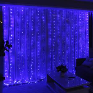 lot 6169 image: HXWEIYE 300LED Fairy Curtain Lights, 9.8x9.8Ft USB Plug-in 8 Modes Christmas String Hanging Lights with Remote for Bedroom Backdrop Wedding Indoor Wall Decor, Blue, Tangle-Free �� 1 Pack
