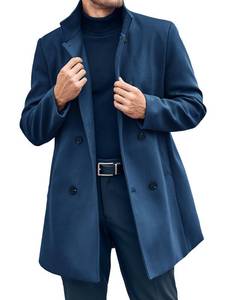 lot 6237 image: Runcati Mens Mid Long Trench Coat Winter Double Breasted Pea Coat Casual Business Warm Overcoat size XL