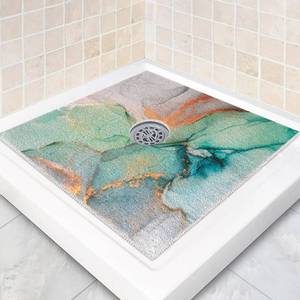 lot 6245 image: Square Shower Mat Non Slip 36 x 36 Inch Extra Large Shower Mats with Drain Hole in Middle - PVC Loofah Anti Slip Shower Floor Matt for Inside Shower