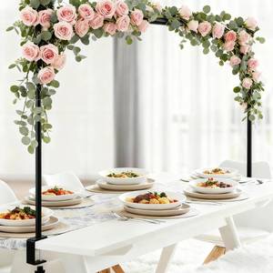 lot 7086 image: vomsocs Over The Table Rod Stand with Clamps,Adjustable 32.7-98.4 Length 33.5-47.2 Height,Table Stands for Decoration, for Halloween Christmas Party Wedding Anniversary Decoration,Black