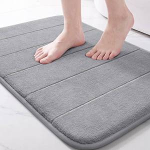 lot 8040 image: Yimobra Memory Foam Bath Mat, Super Soft Absorbent Bathroom Rug Non Slip, Quick Dry, Machine Washable Floor Carpet for Tub Shower, Home Decor Accessories, 24x17, Grey