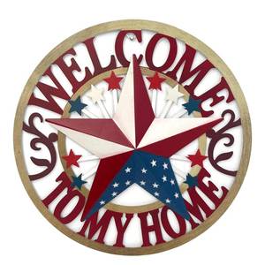 lot 8066 image: Patriotic Outdoor Decor USA Metal Star Hanging Welcome Home Signs Metal Wall Decor 4th of July Patriotic Front Door Wreaths Hanger,Meta Flag Garden Fence Patio Front Porch Yard Indoor Outdoor 12H