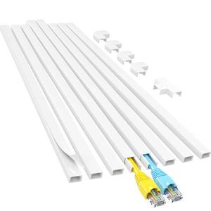 lot 8069 image: Yecaye Cord Hider, 113in One-Cord Cable Concealer, Cord Covers for Wires on Wall, Easy Install Cable Management Kit for 2 Small Wires, Cables Raceway Home Office, W0.59in H0.4in, White