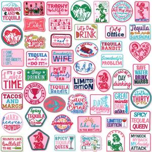 lot 8073 image: Wavwavw 50 Pcs Themed Iron on Patches Applique with Words Embroidered Sew on Cloth Colorful Multiple Styles Patches for Clothes Hats Backpacks Jackets Accessories Souvenirs Gifts(Funny Bar)