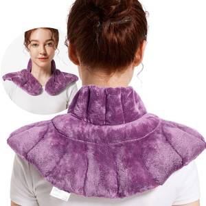 lot 8075 image: RelaxCoo Microwavable Heating Pad for Neck, Shoulders, and Back - Weighted Neck Warmer with Moist Heat, Purple, Lavender Scented