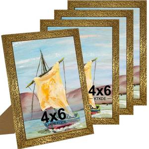 lot 9343 image: KTKDE 4x6 Picture Frame Set of 4, Ornate Vintage Gold Photo Frames with Real Glass 4 x 6 Antique Photo Frame for Wall Decor or Tabletop Display Retro Home Decor best gift