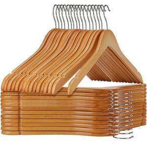 lot 9356 image: Ulimart Wooden Hangers Pack of 20 - Sturdy, Heavy Duty Hangers for Shirts, Dresses, Coats & More (Natural)