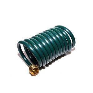 lot 9363 image: FUNJEE 20FT Green EVA Coiled Garden Hose with Brass Fittings