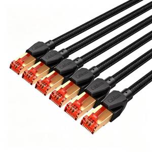 lot 10035 image: Cat 8 Ethernet Cable 1FT-2Pack Short, Heavy Duty High Speed LAN Network Cable Gold Plated RJ45 40Gbps 2000Mhz Shielded Internet Patch Cord, Compatible with Cat 7655e (Black Round Cable 1FT-2Pack)