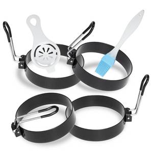 lot 10061 image: Ameupin 4 Pack 3.5 Inch Nonstick Stainless Steel Egg Rings for Frying Eggs