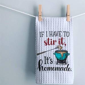 lot 10095 image: CoCray66 If I Have to Stir It Its Home Made Kitchen Towel - Funny Snarky Home Decor - Soft & Absorbent Kitchen Towels - Housewarming Gift - Hilarious Dish Towel Gift for Friends Or Family
