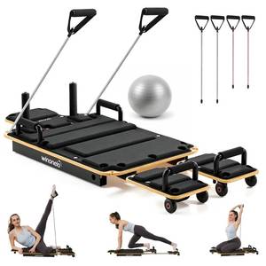 lot 10096 image: Winonela Pilates Reformer Machine, Wooden Pilates Board for Home