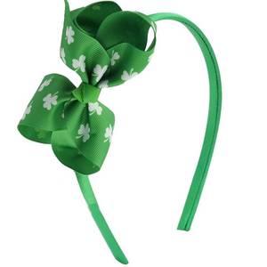 lot 10097 image: ZEYER St. Patricks Day Shamrock Headband for Women and Girls - Green Clover Headband Bow - Hair Accessory for Party and Cosplay