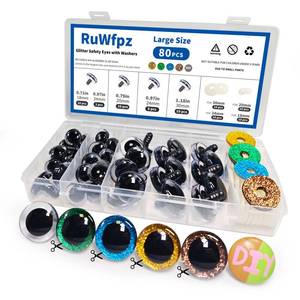 lot 10104 image: RuWfpz Glitter Safety Eyes for Crocheting Amigurumi 18-30mm - 4 Colors Stuffed Crochet Animal Eyes with Washers, 80Pcs Plastic Clear Button Doll Eyes for Crafts Bear Plushies Toy