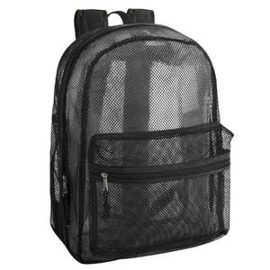 lot 10105 image: Solid Color Transparent See Through Mesh Stadium Approved Backpack for Travel and Commuting in Black