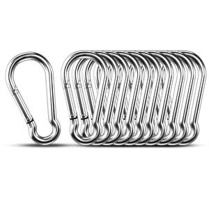 lot 10111 image: Small Carabiner Clip Hooks, 10pcs 1.57 inch Carabiners Heavy Duty, 304 Stainless Steel Spring Snap Hook Fits Camping Hiking, Metal Clips for Rope Chain Keychain Keys Rings