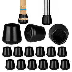 lot 10120 image: 78 Chair Leg Tips Caps, Non-Slip Rubber Leg Tips, Stool Leg Protectors Cap, Folding Metal Chair Leg Tip Replacement, Chair Leg Floor Protectors Round Black, 12 Pack