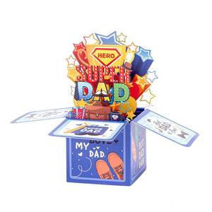 lot 10121 image: CHUN-YAN Fathers Day Card - Super Dad Happy Fathers Day Card with Envelope and Blank Insert for Husband Dad Grandad from Daughter Son Wife - Fathers Day Decorations