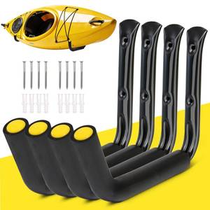 lot 11269 image: GEEDAR Heavy Duty Garage Storage Hooks -120 LB Capacity, 4packs, 15 Wall Mounted Rack for Hanging Kayak, Paddle Board, Ladders, Bikes Enforced Kayak Storage Hanger