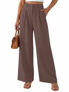 lot 12282 image: NIMIN High Waisted Wide Leg Dress Pants for Women, Tan, L