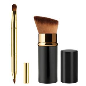 lot 12313 image: Lip Brush Kabuki Makeup Brush Set, Dual-ended Lip Brushes for Lipstick  All-in-One Foundation Kabuki Brush, Retractable Makeup Brush with Cover for Lip Gloss, Powder Blush, Flawless Cosmetics(Gold)