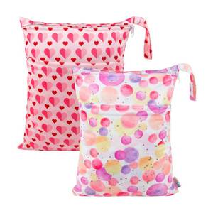 lot 12334 image: ALVA ALVABABY 2pcs Cloth Diaper Wet Dry Bags Waterproof Reusable with Two Zippered Pockets Travel Beach Pool Daycare Soiled Baby Items Yoga Gym Bag for Swimsuits or Wet Clothes LZ0102