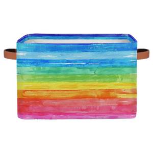 lot 12355 image: Peaom Watercolor Rainbow Storage Basket for Shelves, Storage Bins with Handles, Collapsible Basket for Organizing, Closet Toy Baskets for Nursery Room, 15x11x9.5 in, Canvas, Rainbow Colored