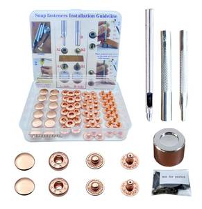 lot 12357 image: 12.5MM Leather snap Fasteners kit�� Brass Metal Button Snaps for Clothes��Jackets��Jeans ��Wears Bags (with Standard Install Tool��Practice Operations Webbing (12.5 mm Rose Gold, 26) (Slight Use)