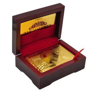 lot 14381 image: Luxury 24K Gold Foil Poker Playing Cards Deck of Cards with Wooden Gift Box, Premium Waterproof Poker Cards for Party and Card Decks Game, Standard Size