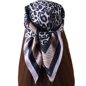 lot 14392 image: VJHX Leopard Cheetah Hair Bandanas Scarf for Women Lightweight Square Neck Silk Satin Head Scarves for Sleeping Handbags Scarf 27.5 Inch (MF70585-7)