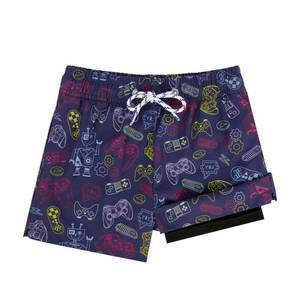lot 14419 image: Century Star Boys Swim Trunks with Compression Liner Quick Dry Boys Bathing Suit Toddler Swim Trunks Beach Board Shorts Swimwear Games Console 10-12 Years