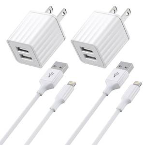 lot 14436 image: iPhone Charger,Apple MFi Certified Fast iPhone Charger 2PACK 6FT Lightning Cable Cord Fast Charging Dual 2 Port Plug USB Wall Charger Compatible with iPhone 14 13 12 11 Pro Max XS XR X 8 Plus 7 iPad