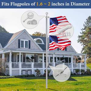 lot 14439 image: NQ Flagpole Hardware Repair Parts Kit,50 Feet Halyard Rope3 Silver Ball6 Zinc Alloy Cleat4 Metal Swivel Snap ClipsAluminum Alloy Flagpole Truck with Nylon Pulley for 1.6-2 Flag Poles
