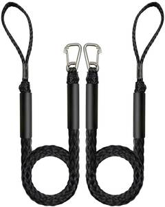 lot 14442 image: 3 Feet Extended Loop Bungee Dock Line with Stainless Steel Clip for Boats, Jet Ski, Seadoo, Yamaha, Mooring Boat Lines,2 Pack (Black)