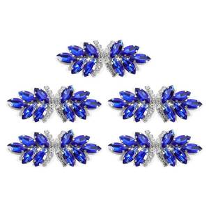lot 14448 image: uxcell 5Pcs Rhinestone Crystal Applique, Handmade Beaded Patches Sew on Patch Crystal Sewing Applique for Bridal Sash Wedding Dress Shoes Bags, BlueSilver White