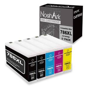 lot 14451 image: NoahArk 5 Packs 786XL Remanufactured Ink Cartridge Replacement for Epson 786 T786XL High Yield for Workforce Pro WF-4630 WF-4640 WF-5110 WF-5190 WF-5620 WF-5690 Printer (2Black, Cyan, Magenta, Yellow)