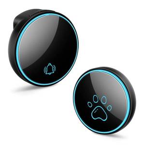 lot 14461 image: Comsmart Smart Wireless Dog Door Bell, Doggie Doorbell for Pet Potty Training Communication Go Outside Press Button with 38 Melodies 4 Volume Levels LED Flash (1 Receiver & 1 Transmitter), Black