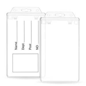 lot 14470 image: 2-Pack Clear Vertical Hard Plastic ID Badge Holders �� Heavy Duty with Permanent Locking for Lanyards