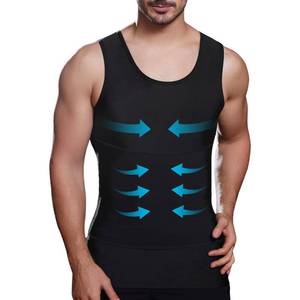 lot 14474 image: Mens Slimming Compression Shirt, Body Shaper Workout Tank Top, Gynecomastia Tummy Control Undershirts - Change in Seconds