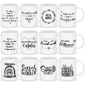 lot 19218 image: Honeydak 12 Pcs Social Worker Appreciation Gifts for Women Men 11oz Ceramic Mugs Bulk Thank You Gift for Social Worker Cup for Coworker Birthdays School Office Volunteer Nurse Week(Elegant)