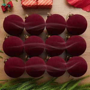 lot 19234 image: 12PCS Light Scented Velvet Christmas Balls Ornament Shatterproof Velvet Xmas Tree Baubles Hanging Pendant for Winter Party Holiday Home Gift Office Yard Decor(Burgundy,3.15)