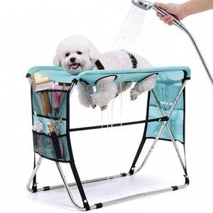 lot 19272 image: Pet Grooming Hammock with Stand, Foldable Design, Holds Up to 165 Lbs, Joint Protection for Dogs, Restraint Tool for Small & Medium Pets, Ideal for Home and Salon Daily Grooming