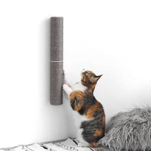 lot 20060 image: xympo 18 Compact Wall Mounted Cat Scratcher, Sisal Scratching Post - Grey