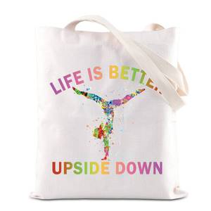 lot 20075 image: FOTAP Gymnast Cosmetic Bag Gymnast Inspirational Gift Gymnastics Lover Gift Tumbling Girl Travel Bag Gymnastics Zipper Pouch Makeup Bag (LIFE DOWN tote)