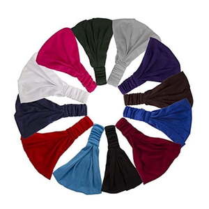 lot 20434 image: Cover Your Hair Wide Sport Headband - Cotton Headbands - Yoga Hairband 12 Pack (12 Pack Wide Headbands)