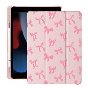 lot 20438 image: Cute Kawaii Bow for iPad Air 11 Inch Case 7th6th Generation (M3M2) 2025 2024 with Pencil Holder, Auto SleepWake, Pink Leather Soft TPU Back Cover